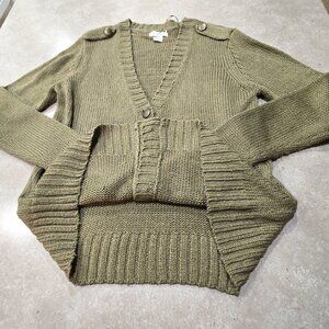 PURE Alfred Sung Women's 100% Acrylic Button Down Cardigan - Olive Green - Large